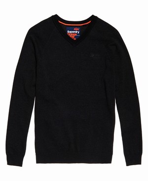 Superdry Orange Label Cotton Vee Férfi Ugró Fekete | HUYBM3724